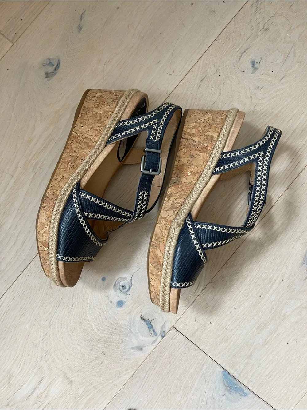 Navy Nurture Strappy Wedge Sandals size 5.5